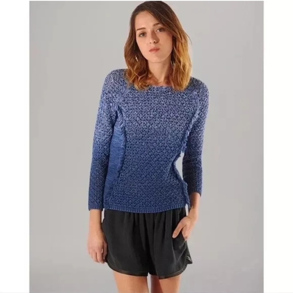 Maje ombre blue fringe knit sweater sz S - Picture 1 of 10
